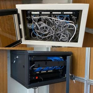Técnico Martix instalando red estructurada en empresa